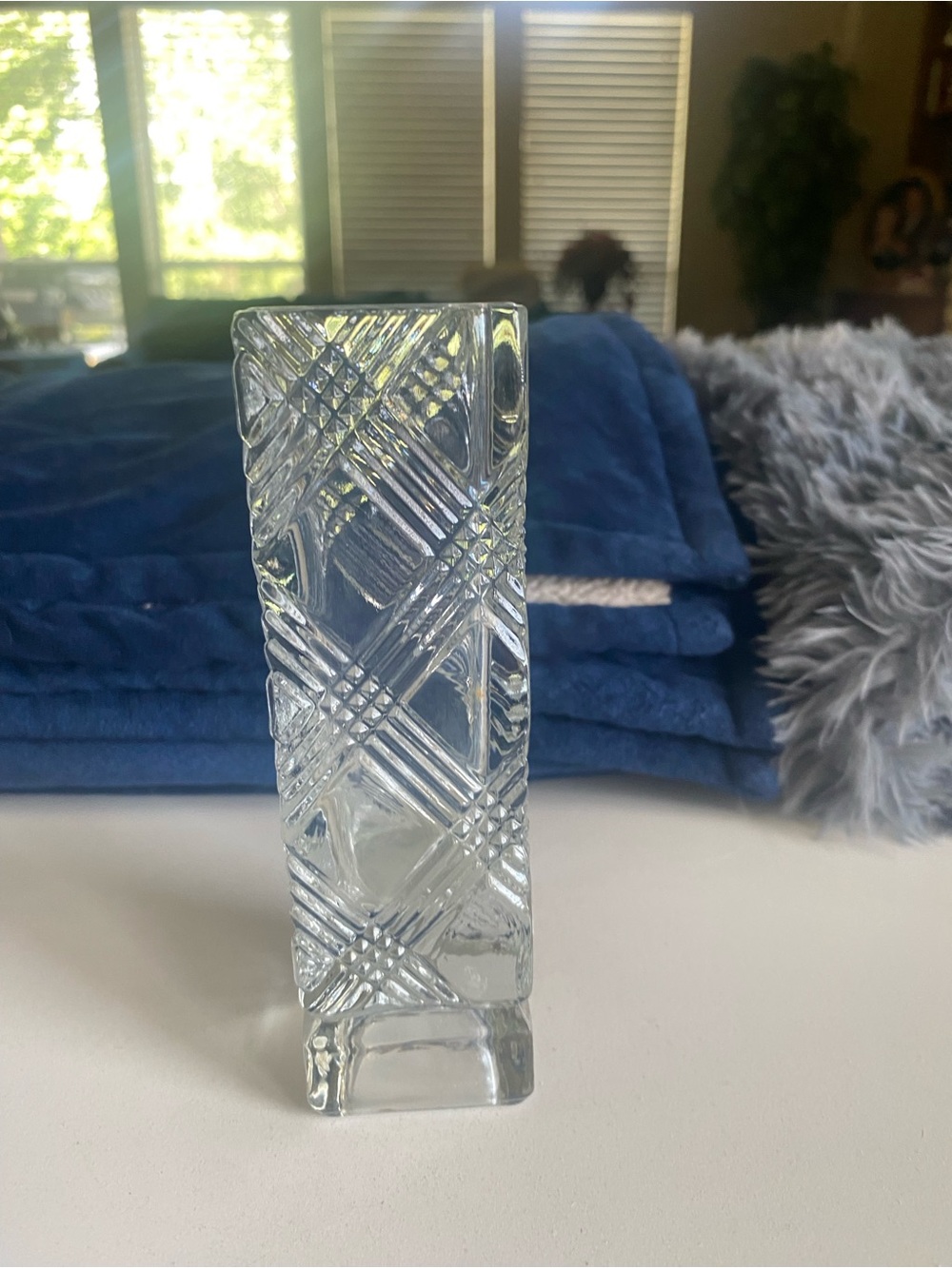 Avon Clear Cut-Pattern Glass Vase